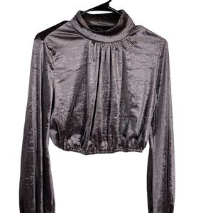 SHEIN Mock Neck Long Sleeve Crop Top Size S